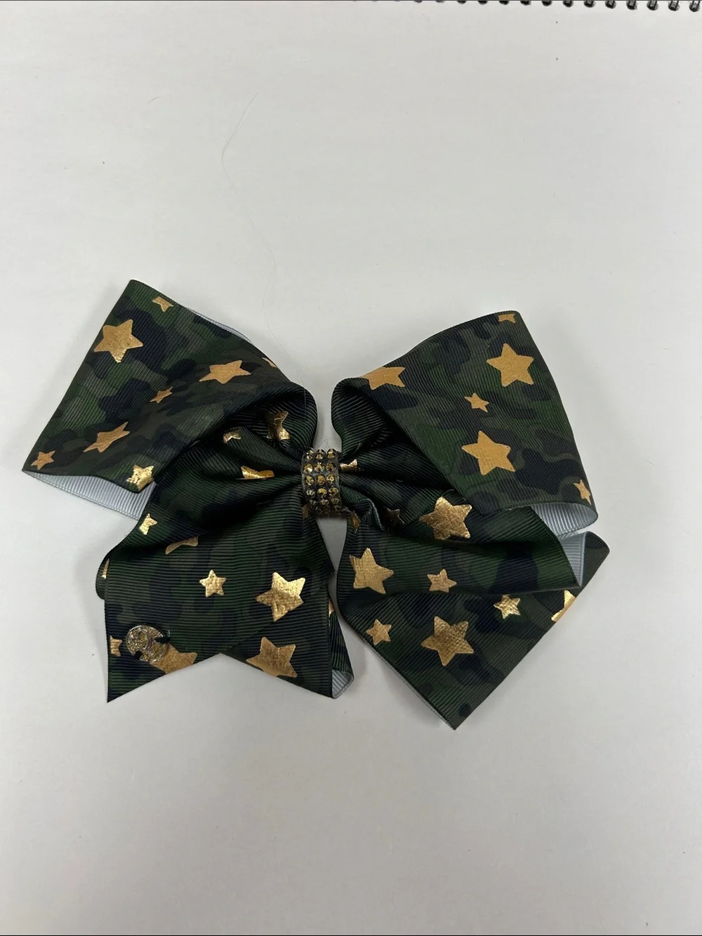 JoJo Siwa Green Camo Hair Bow with Gold Stars